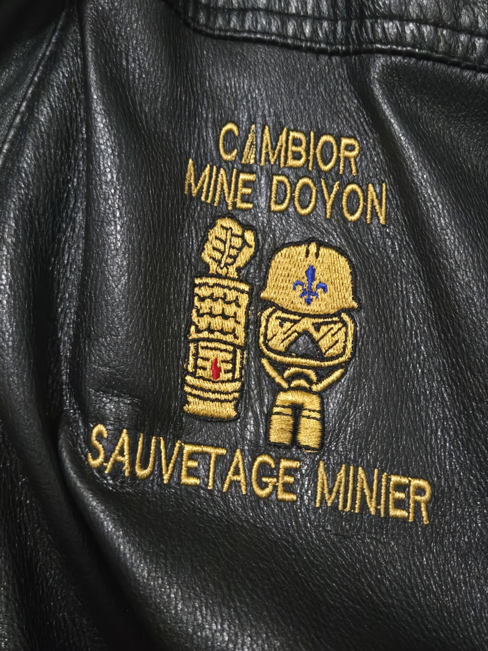 Vintage Cambior Mine Doyon Leather Jacket Rescue Miner Quebec Mining Mens Size L